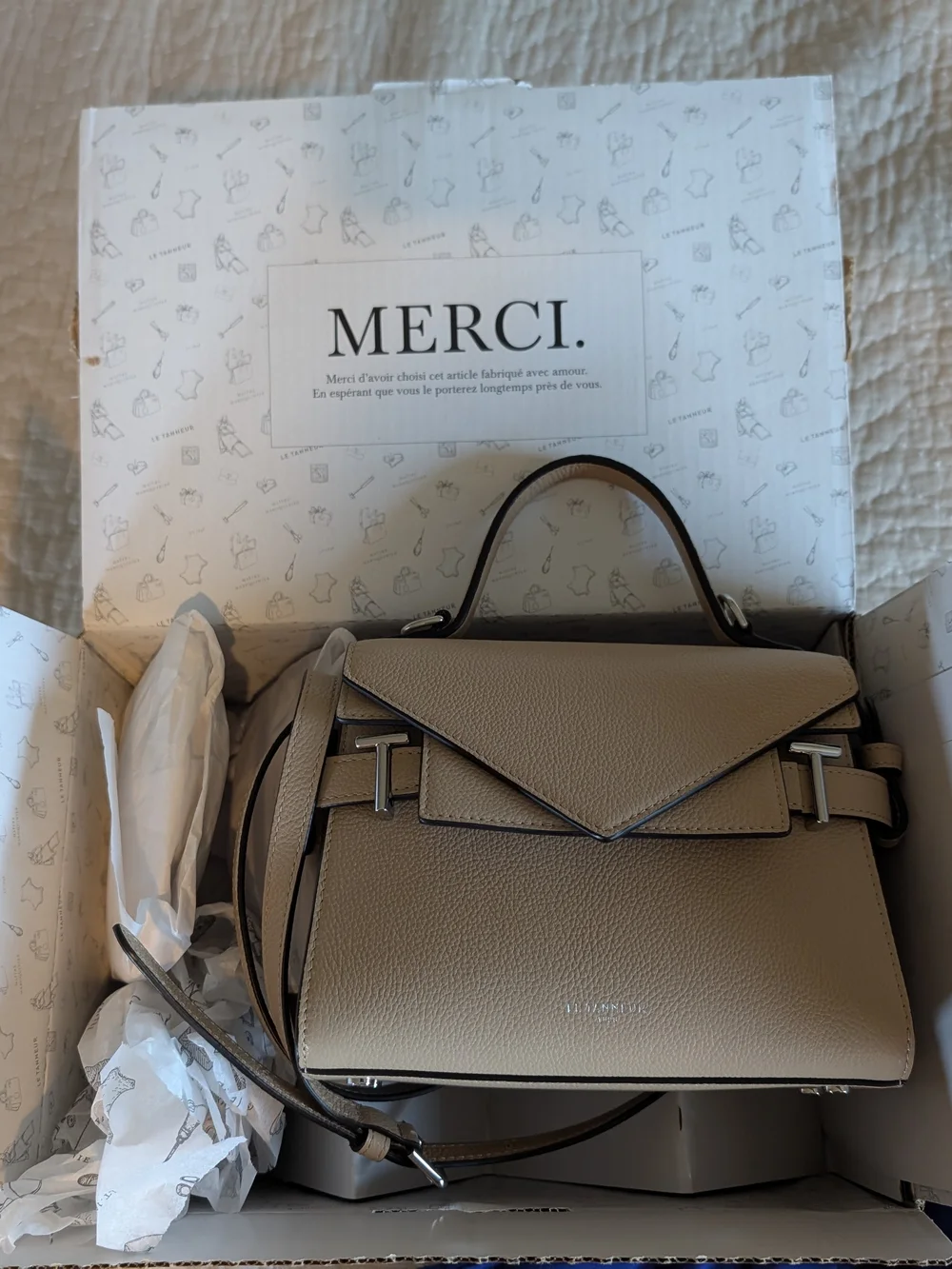 Le Tanneur 1898 Emilie Top handle satchel Desert Tan